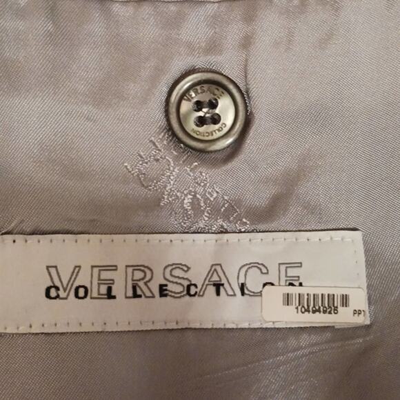 Versace WOOL Jacket Size 52  Gray w light Pinstripe Two Button Sport Coat Luxury - Picture 12 of 15